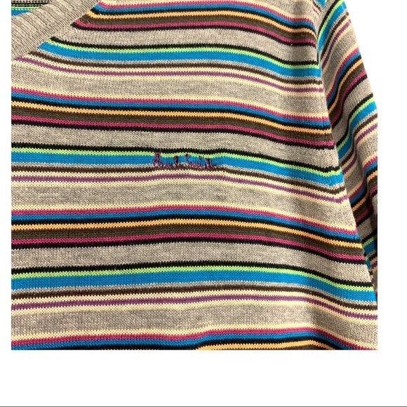 Paul Smith multicolored striped v neck sweater size medium - Picture 2 of 5